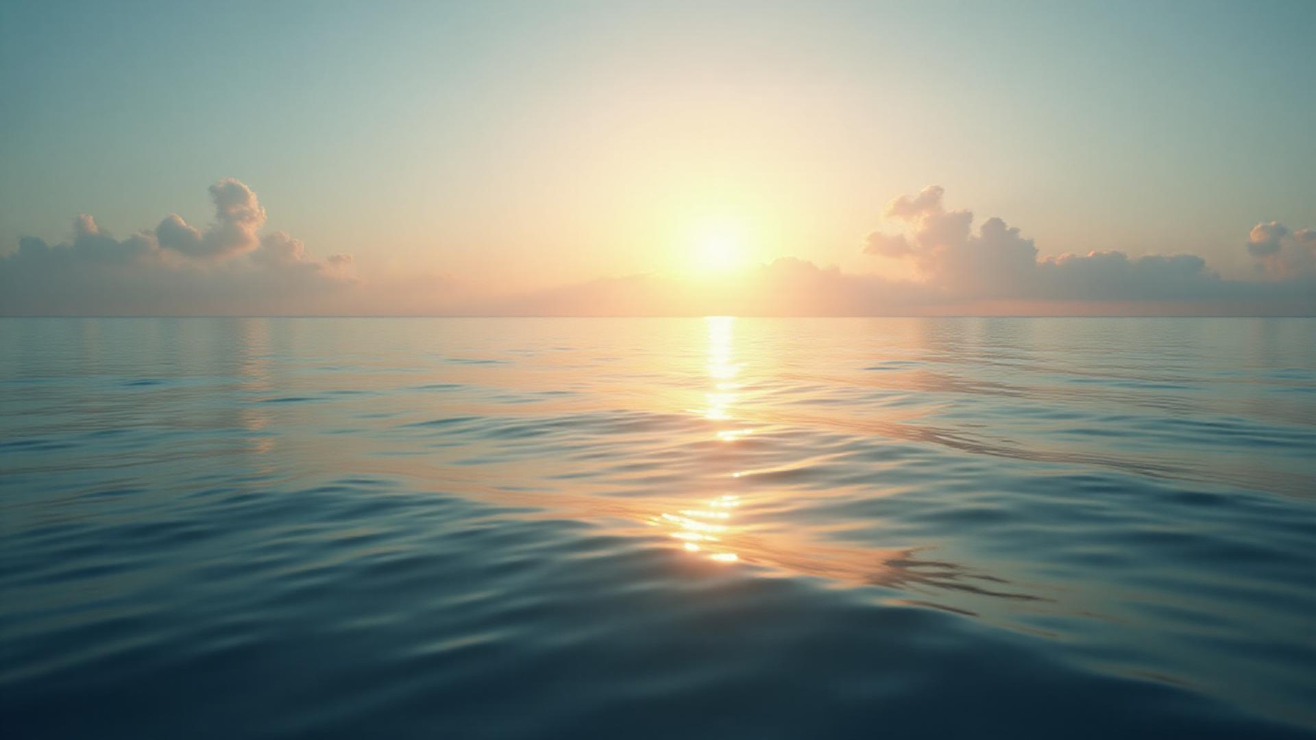 고요하고 광활한 바다 수평선을 배경으로 한 바다마음의 미션